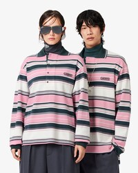 Runway Loose Fit Striped Piqu&eacute; Polo Shirt