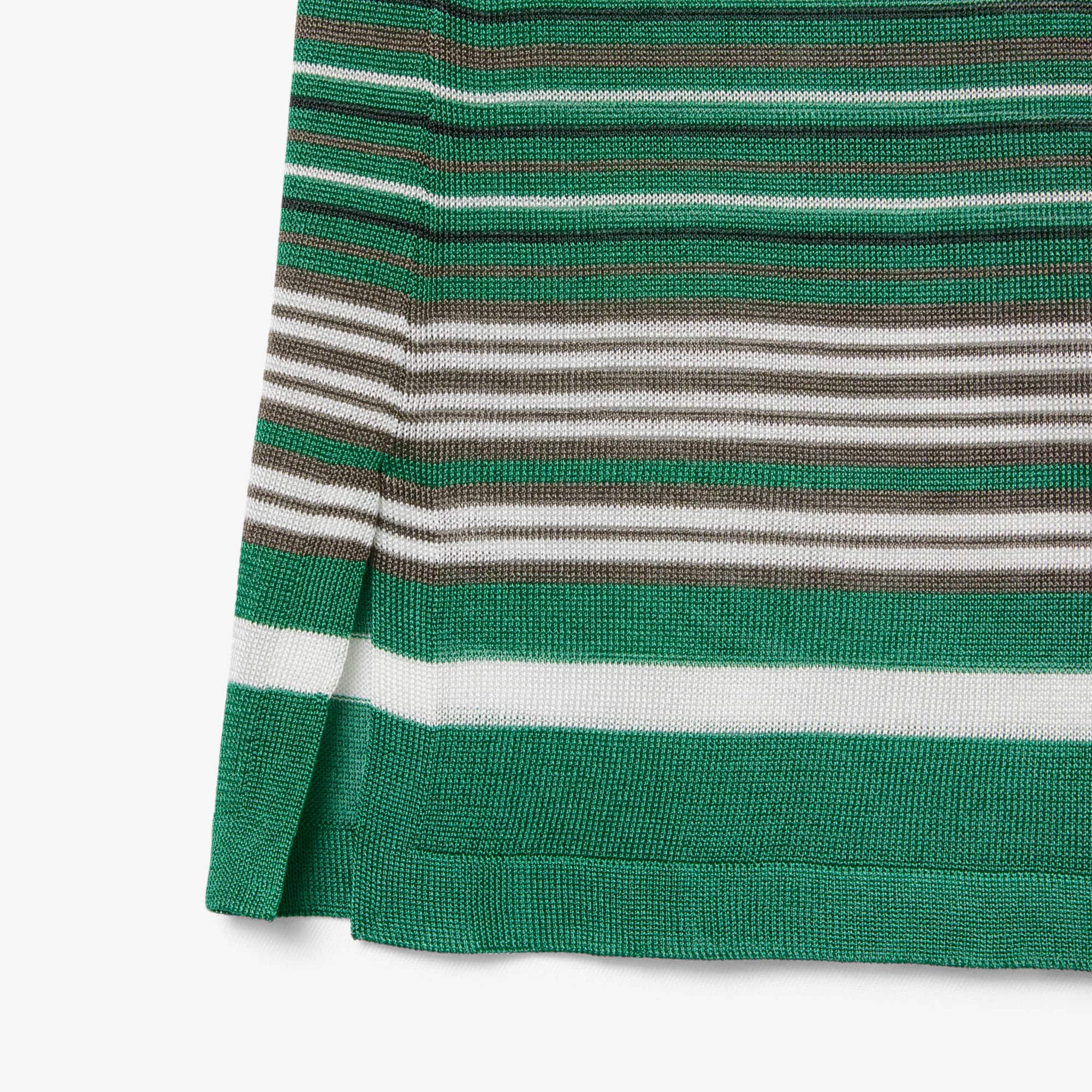Runway Slim Fit Striped Satin Piqué Polo Shirt