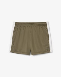 Shorts De Punto Satinado Con Rayas Caladas