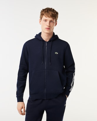 Men’s Classic Fit Branded Stripes Zip-Up Hoodie