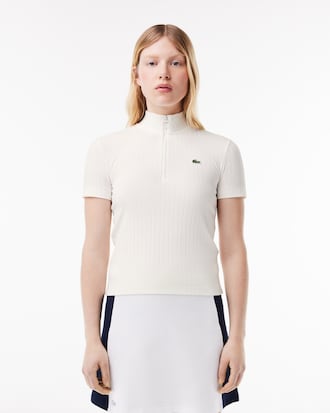 Women's Slim Fit High Zip Neck Polo