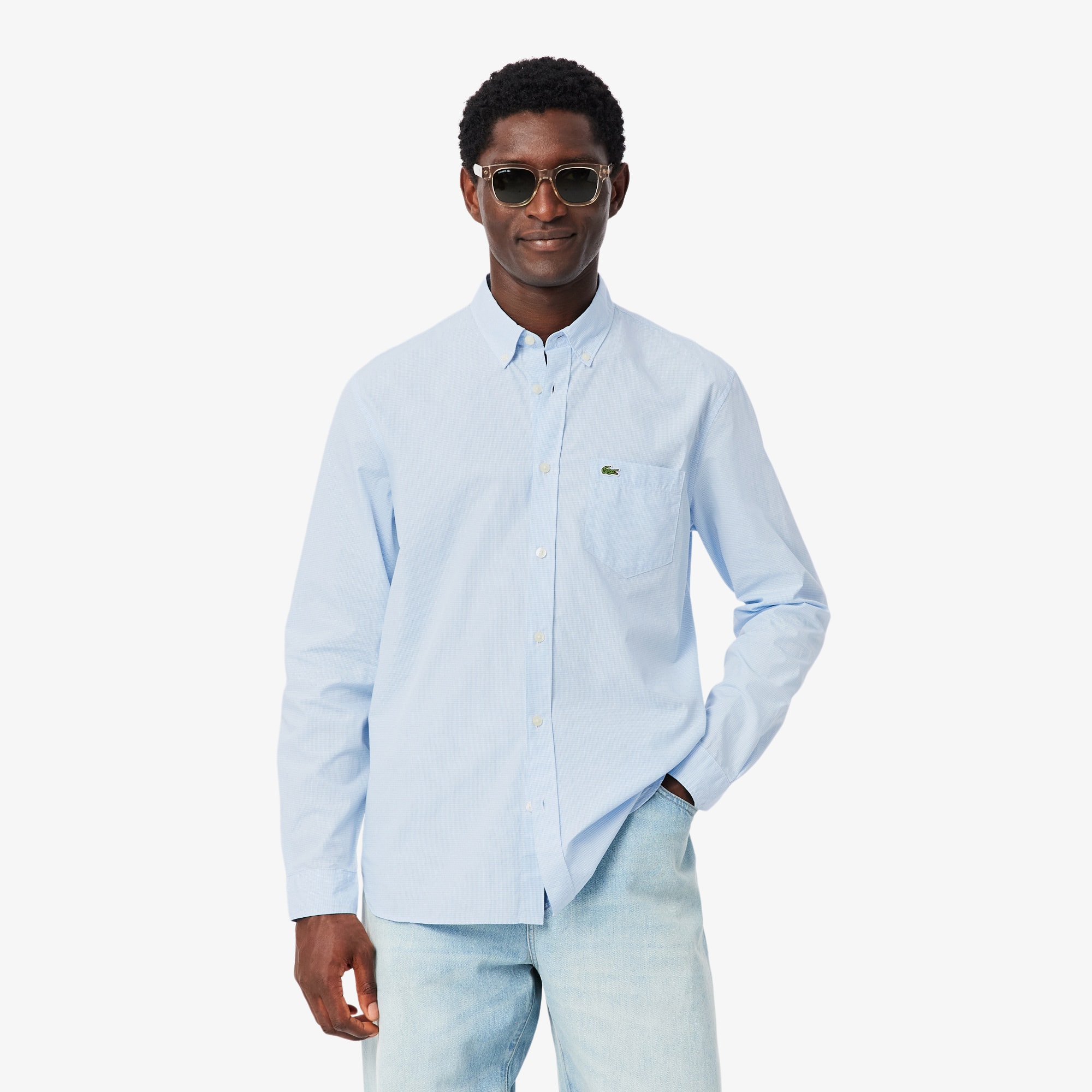Men's Regular Fit Gingham Poplin Shirt - Button Down Shirts - New