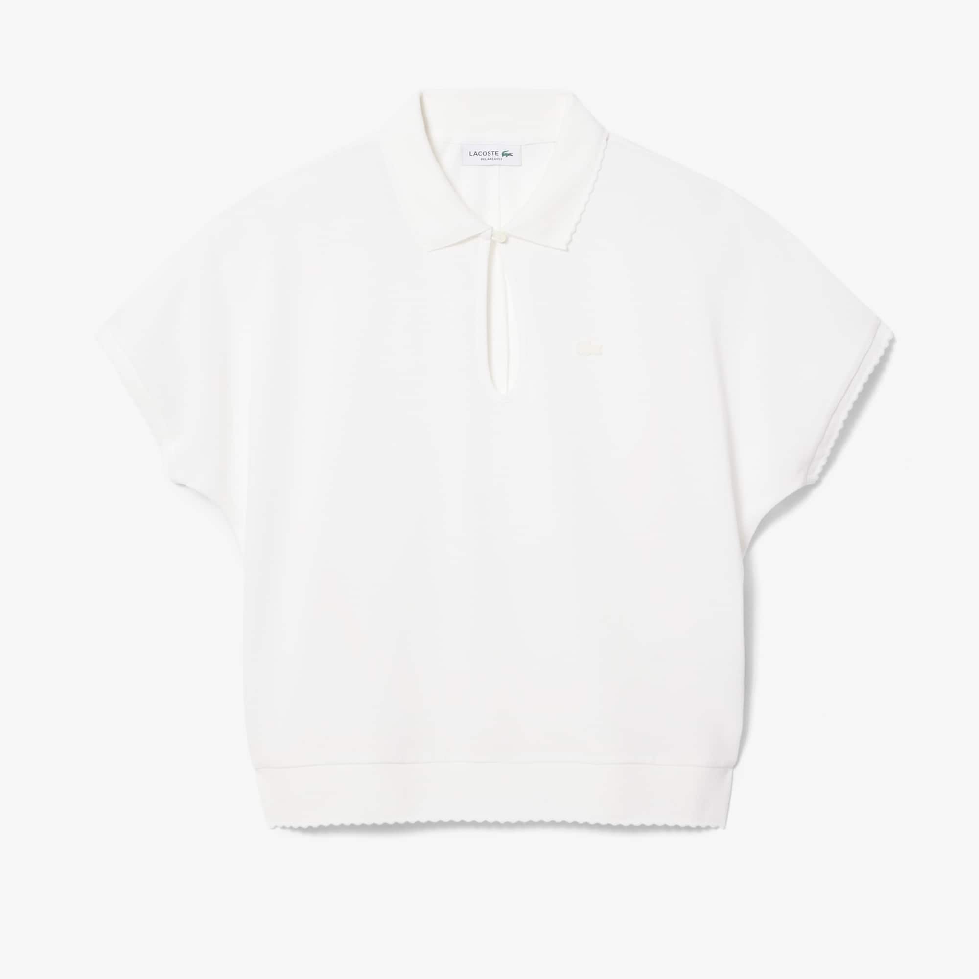 Relaxed Fit Scallop Trim Fluid Piqué Polo Shirt