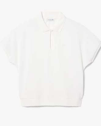 Relaxed Fit Scallop Trim Fluid Piqu&eacute; Polo Shirt