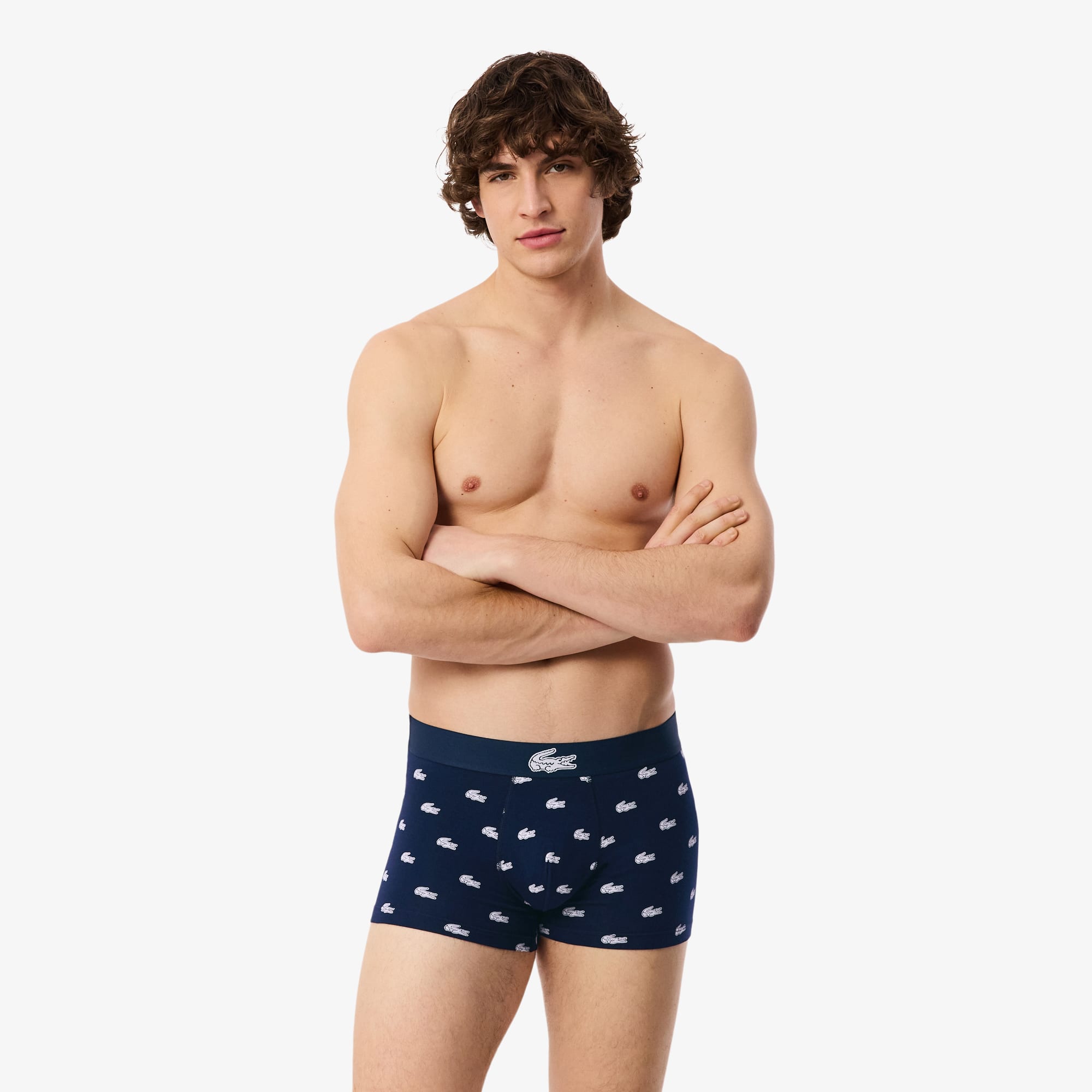 Lacoste Crocodile Print Cotton Trunks