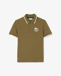 Boys' Stripe Collar Petit Piqué Polo