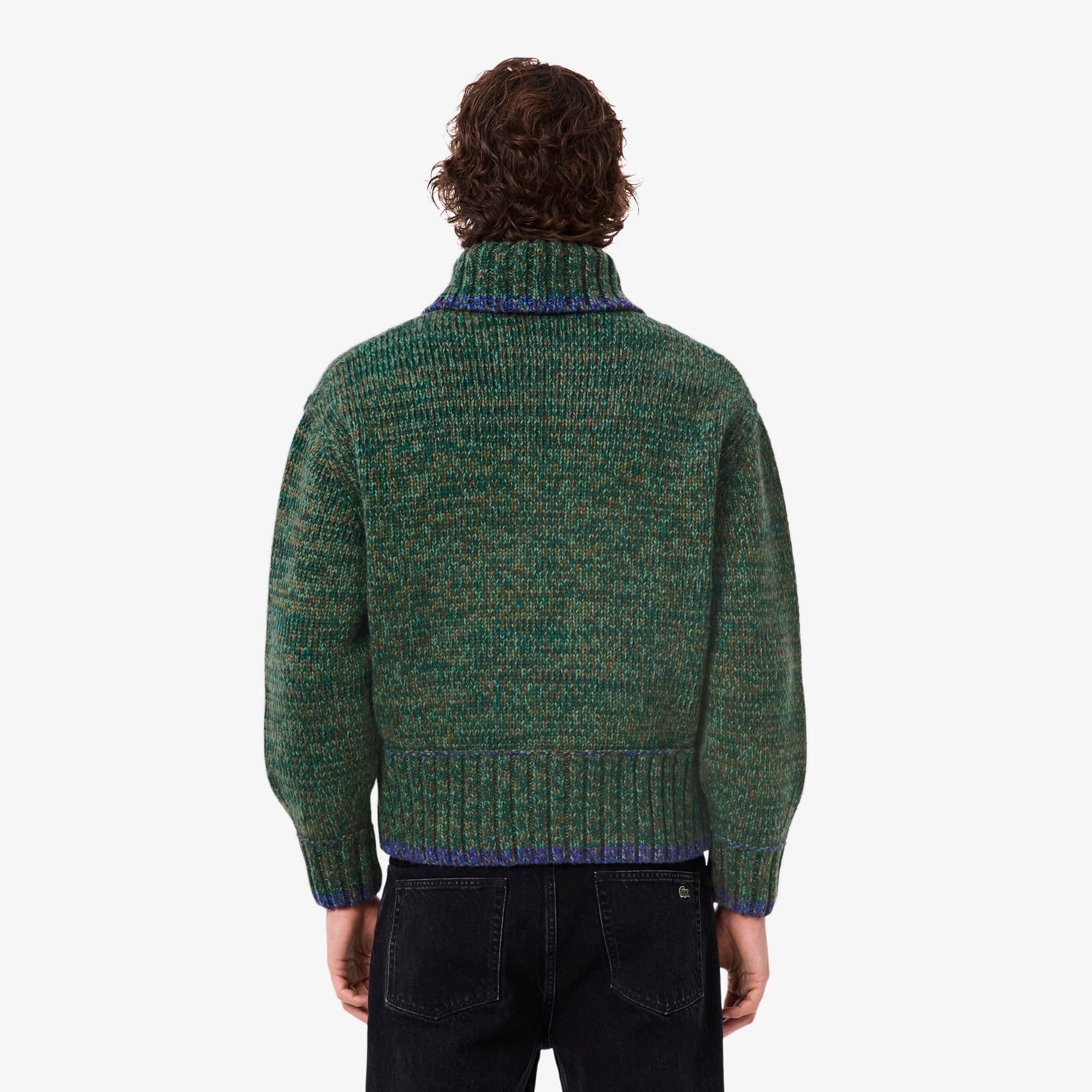 Men's High-Neck Mercerized Wool Zip-Up Sweater - Sweaters