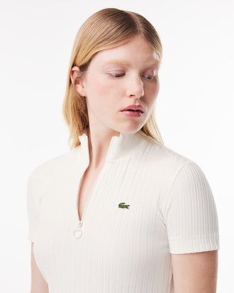 Women's Slim Fit High Zip Neck Polo