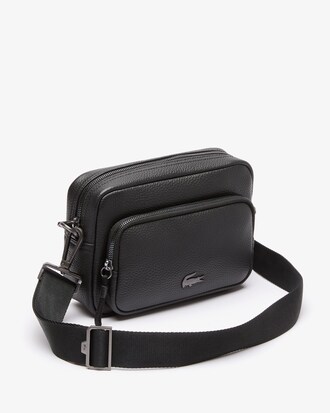 Bolso reporter rectangular para hombre en piel granulada Soft Mate con cierre