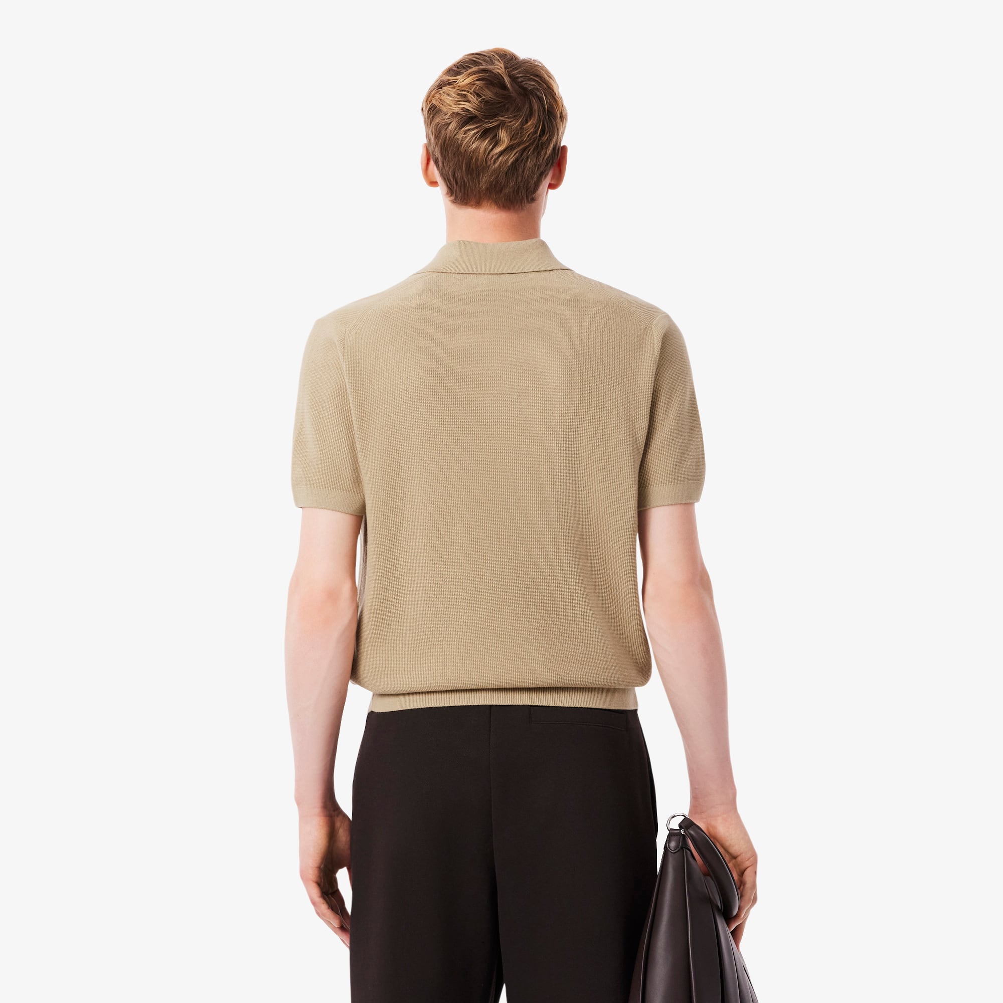 Men's Cotton Blend Open Polo Collar Sweater