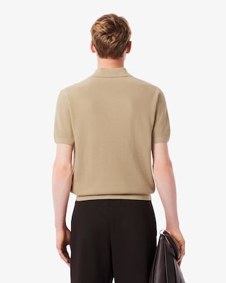 Men's Cotton Blend Open Polo Collar Sweater