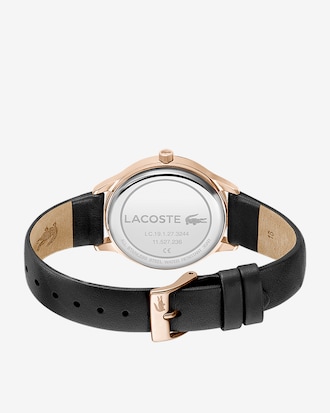 Lacoste Club Women 3 Hands Watch - Black With Leather Strap
