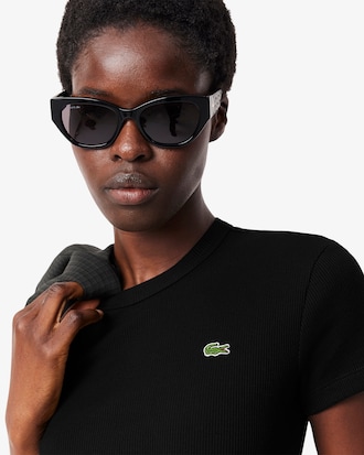 Playera Para mujer de corte slim de algodón acanalado
