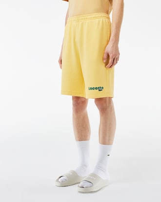 Men's Regular Fit Washed Effect Printed Fleece Shorts 