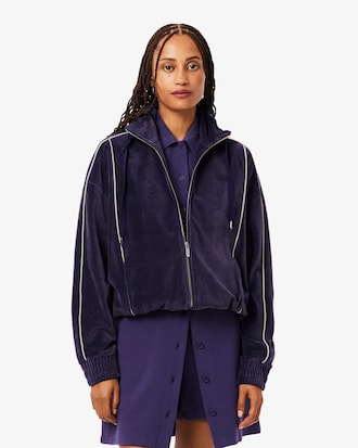 Women's Oversized Zip-Up Velour Sweatshirt