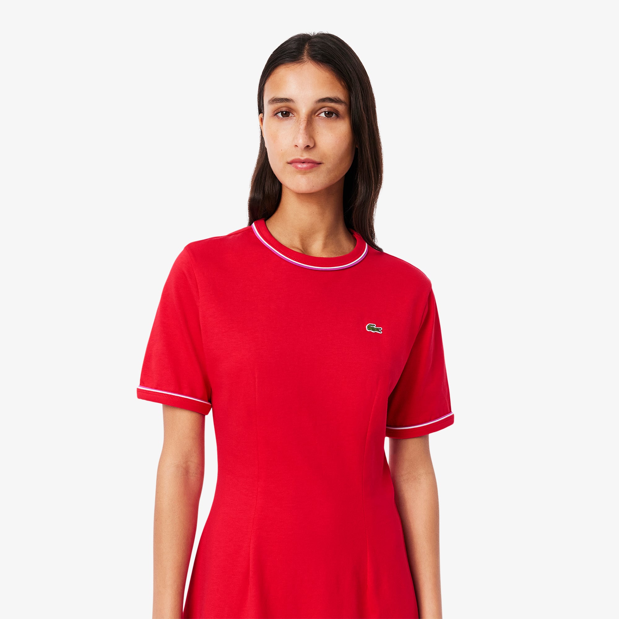 ★LACOSTE★ Women's Essential Fit and Flare T-Shirt Dress Bl Women's Trim Accent Jersey T-Shirt Dress - Dresses - New In
