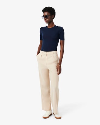 Women's Short Sleeve Merino Wool Rib Knit Sweater