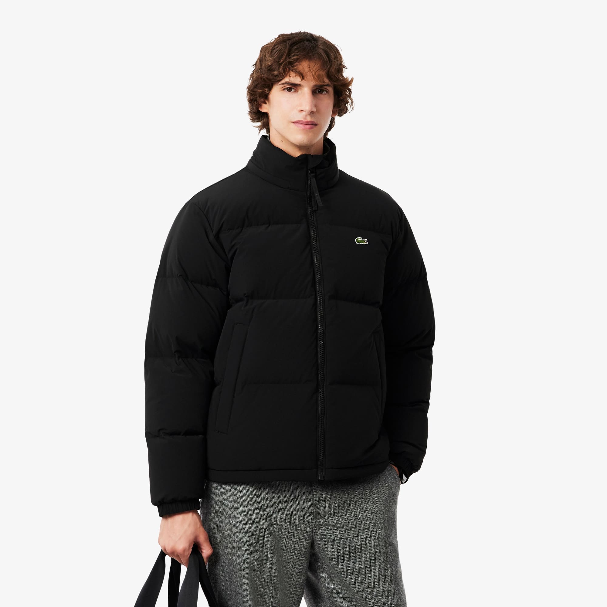 Lacoste Water-repellent Down Jacket With Packable Hood Clothing In Black
