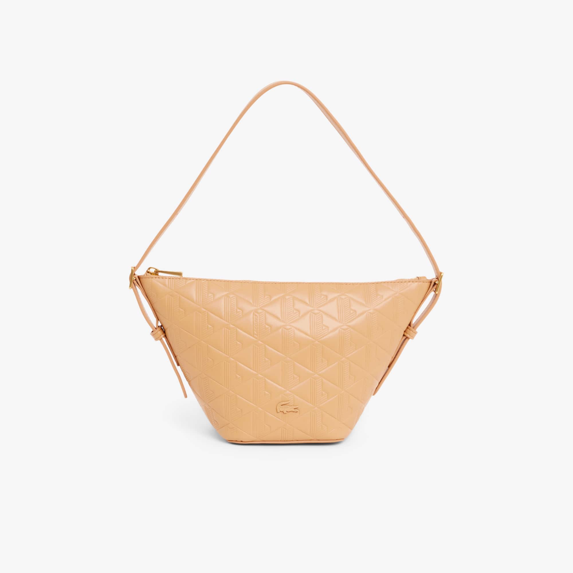 Lacoste Small Maheki Embossed Leather Hobo Bag - One Size In Brown