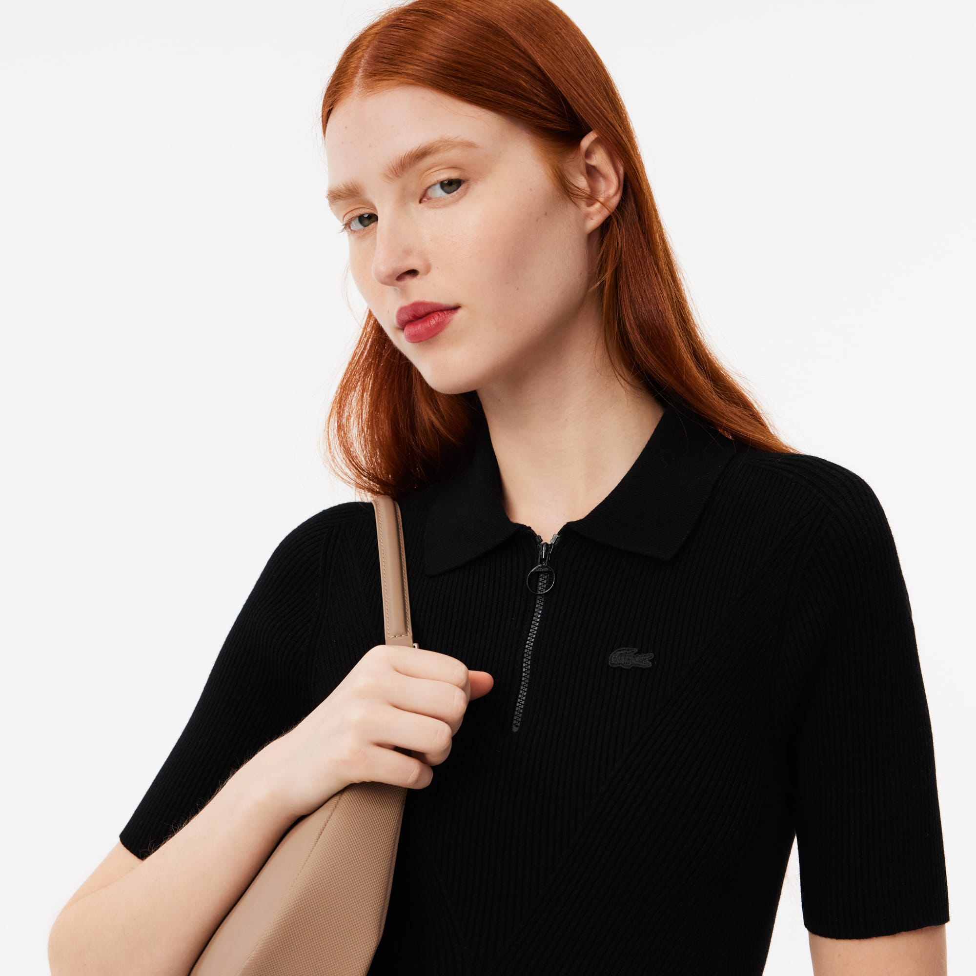 トップス Ribbed jersey polo shirt Women's Zip Neck Rib Knit Polo - Sweaters & Sweatshirts - New In