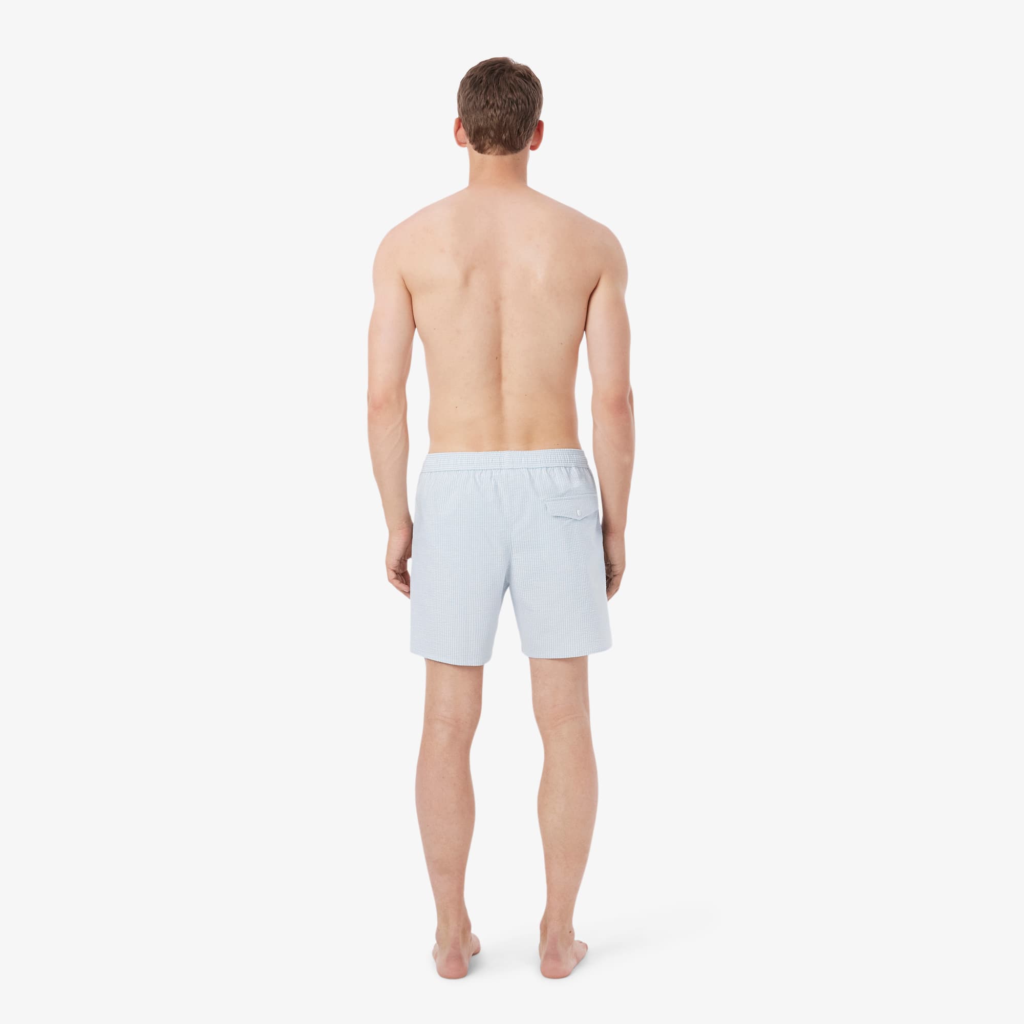 Men's Mid Length Striped Textured Swim Trunks