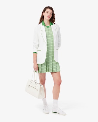 Pleated Satin Polo Dress