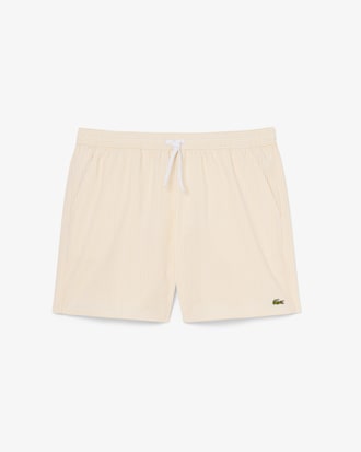 Men's Mid Length Striped Textured Swim Trunks