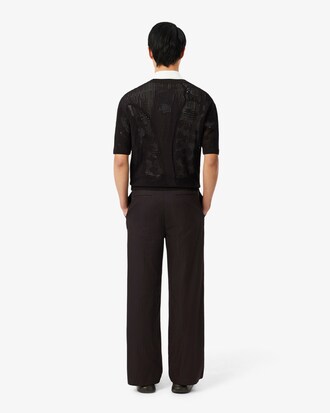 Straight Fit Striped Cotton Suit Pants