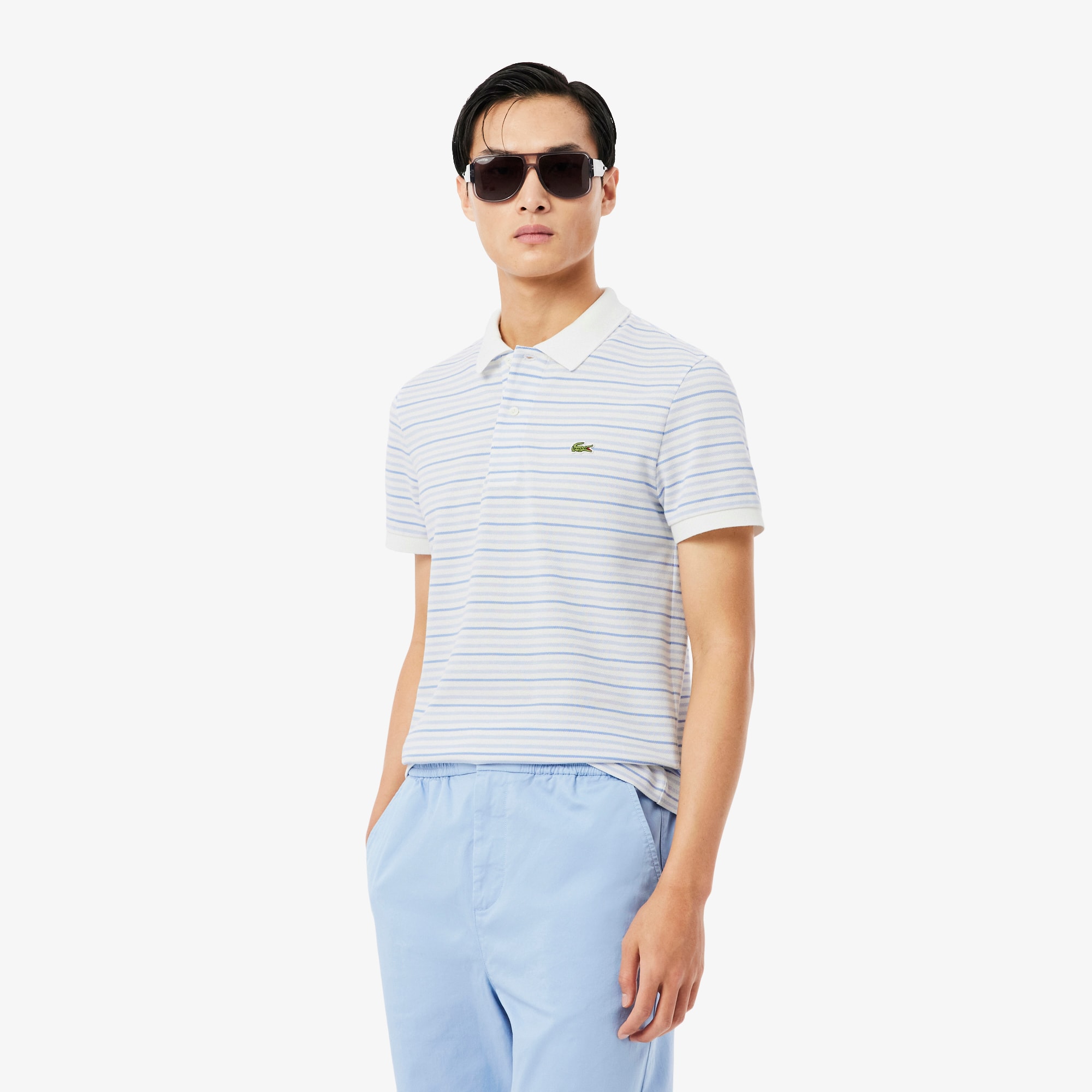 Lacoste Classic Fit Striped Petit PiquÃ© Polo Shirt