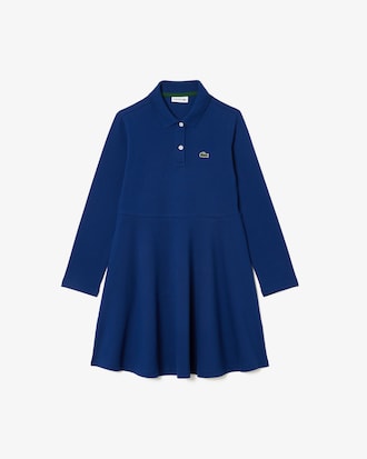 Kids' Long Sleeve Stretch Piqué Polo Dress