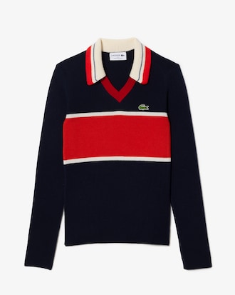 Women's Made in France Contrast Polo Neck Sweater