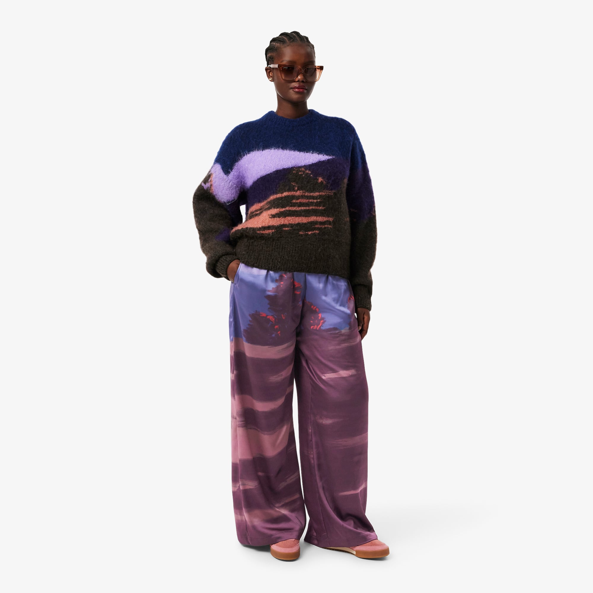 Women's Oversized Landscape Print Pants - Pants & Leggings - New