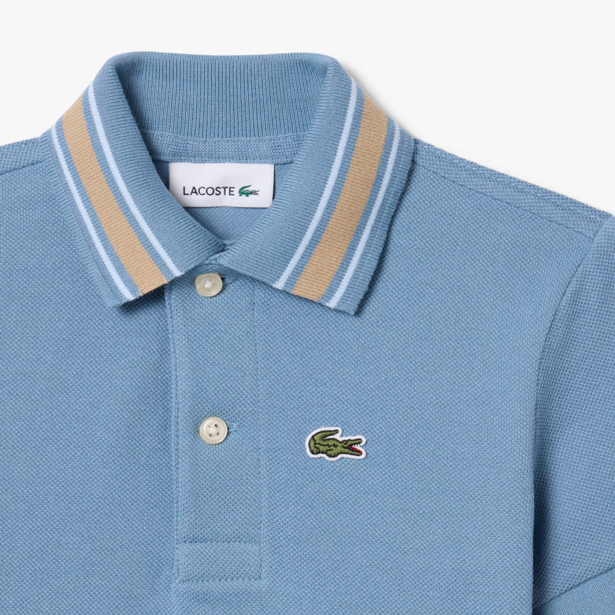 Stripe Collar Petit Piqué Polo Shirt