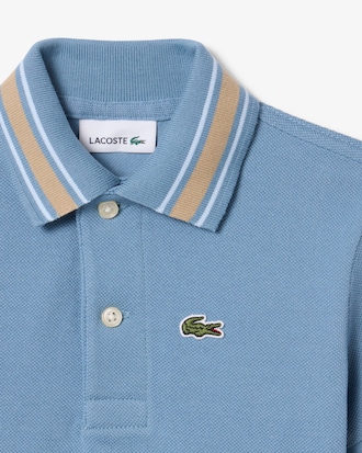 Stripe Collar Petit Piqu&eacute; Polo Shirt
