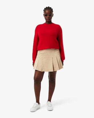 Women's Short Stretch Cotton Pleated Skirt