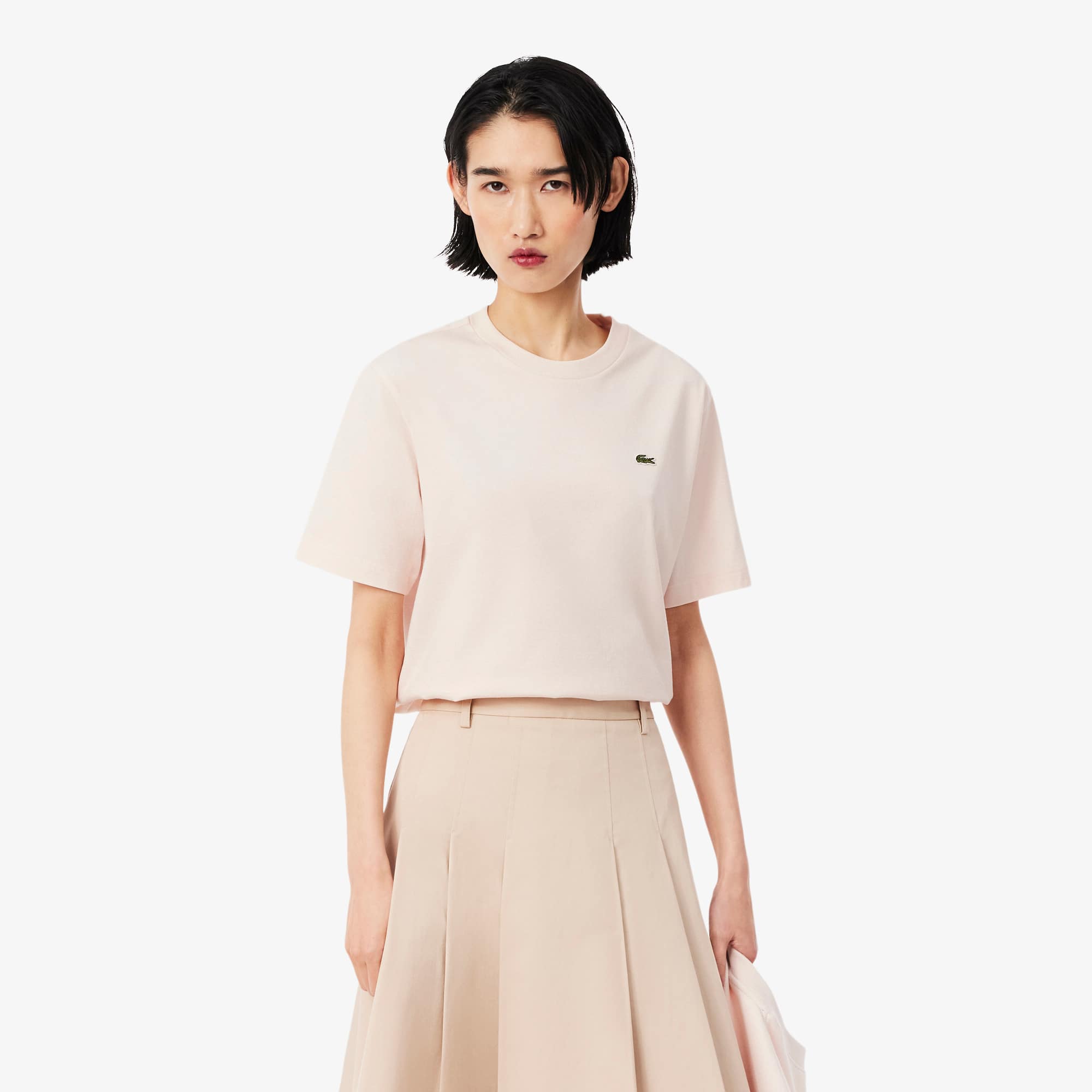 Lacoste Playera Holgada de Algodón Suave Rosa