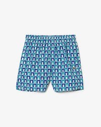 Kids' Monogram Print Swim Trunks