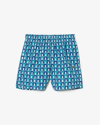 Kids' Monogram Print Swim Trunks