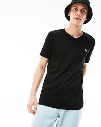 T-shirt homme à col en V en jersey de coton pima