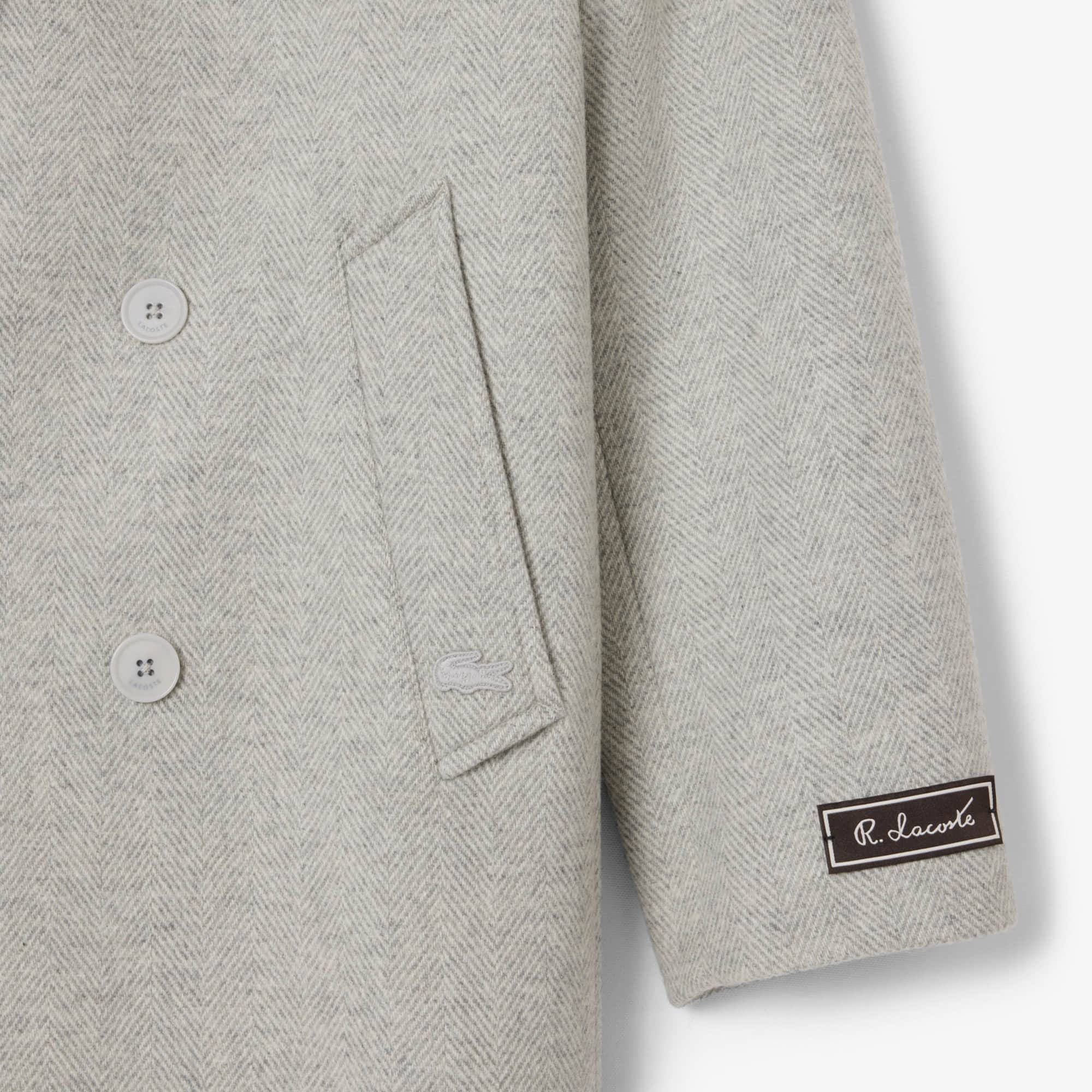 Men's Double-Breasted Chevron Wool Coat