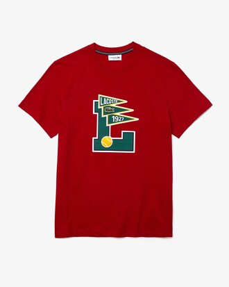 Playera de algod&oacute;n con insignia L de banderines de cuello redondo para hombre