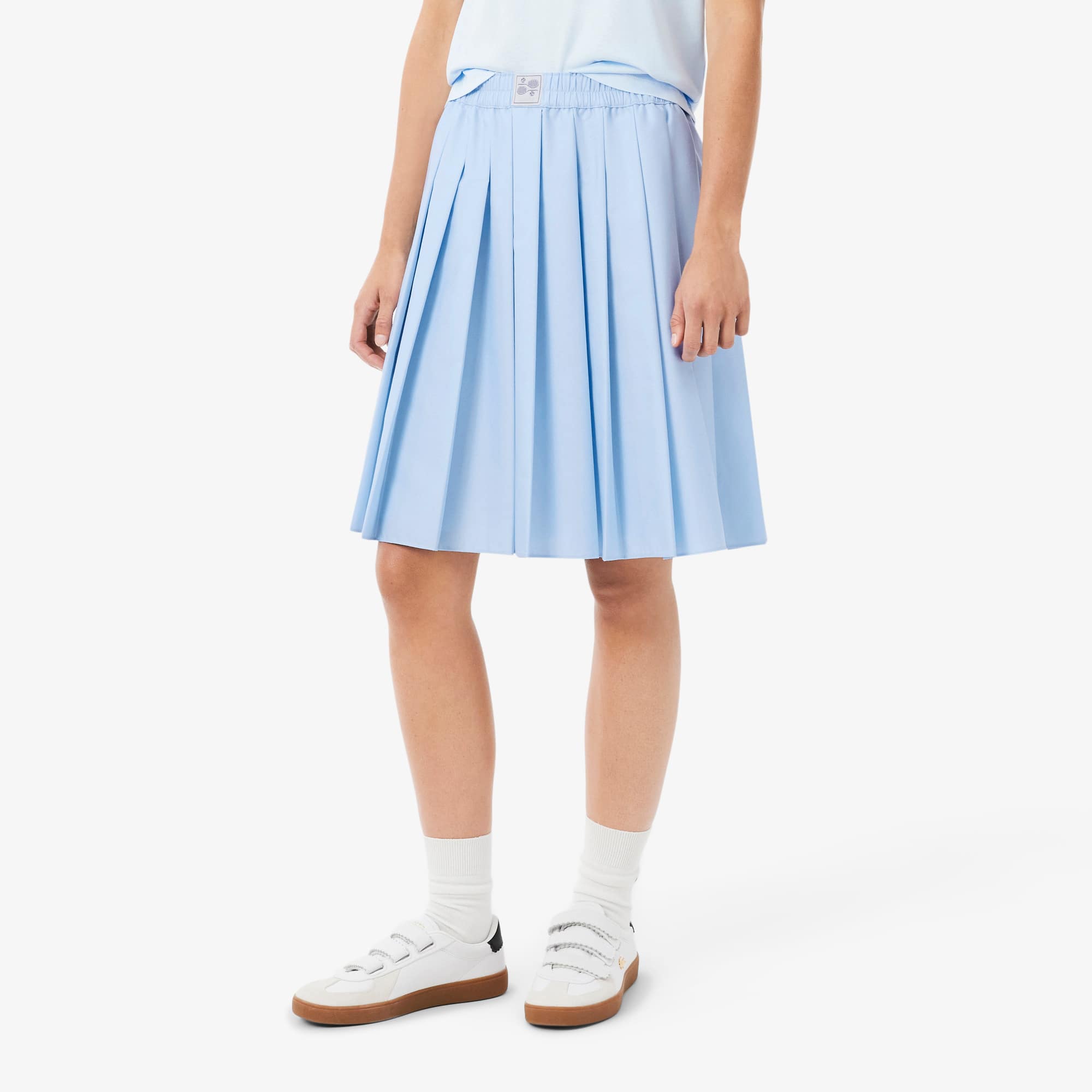Pleated Petit Piqué Effect Midi Skirt
