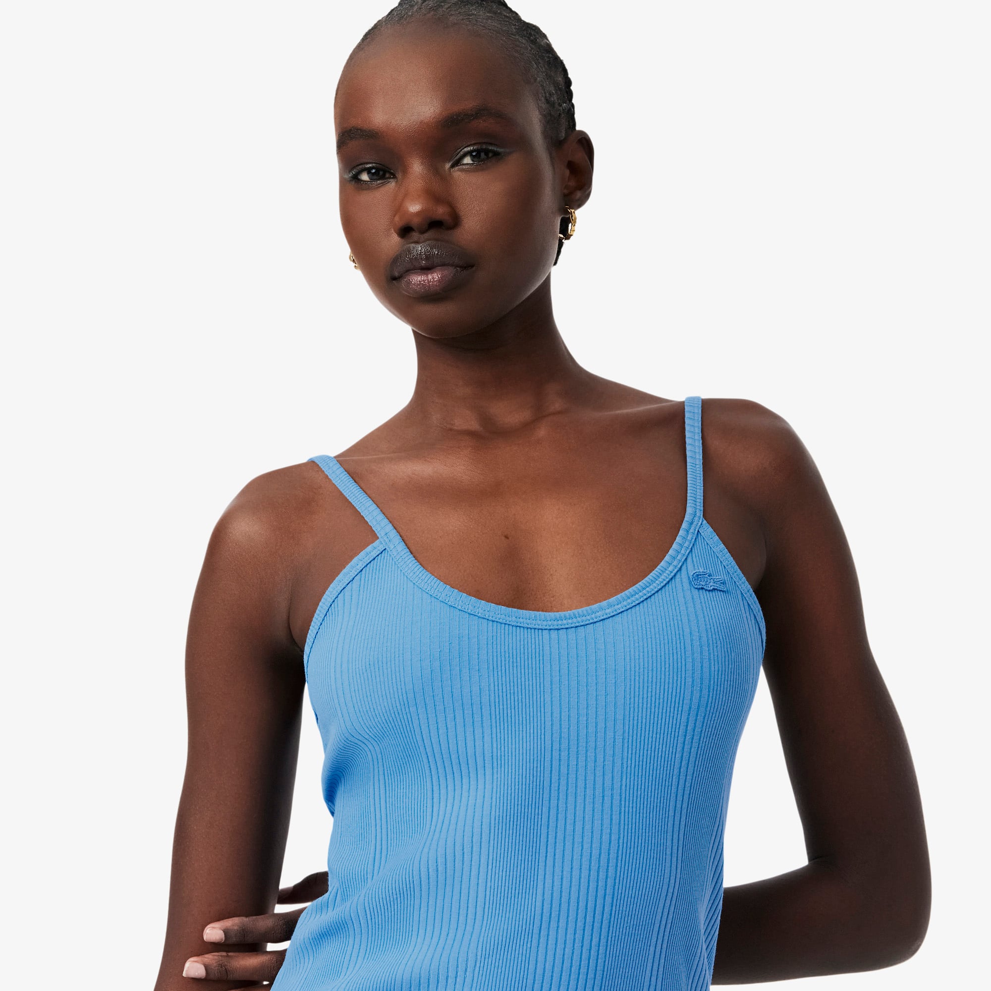 Ribbed Cotton Strappy Maxi Dress