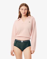 High Waist Velour Stripe Mesh Briefs