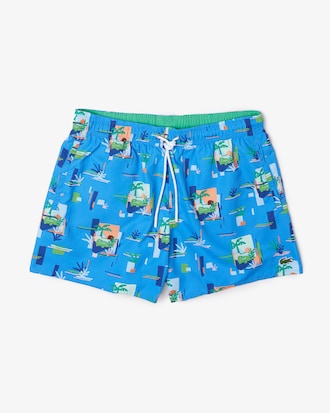 Men's Printed Built-In Mesh Boxer Swimming Trunks