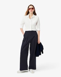 Pantalones el&aacute;sticos de pierna ancha para mujer