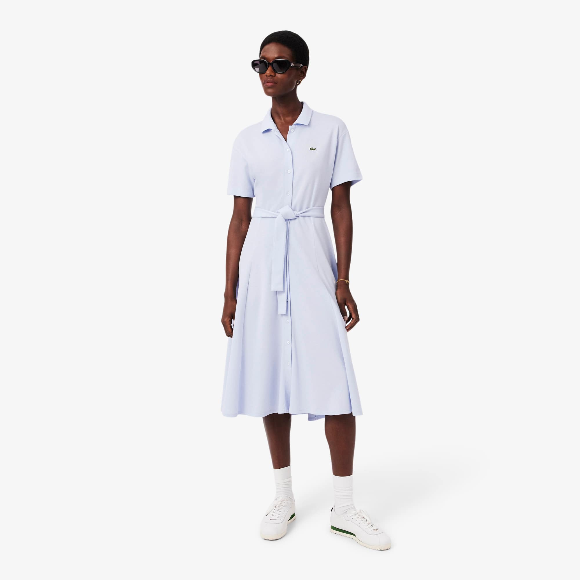 women's flared mini-piqu polo dress Lacoste Women's Flared Mini-Piqu Polo Dress