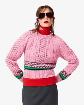 Runway Striped Textured Wool Sweater