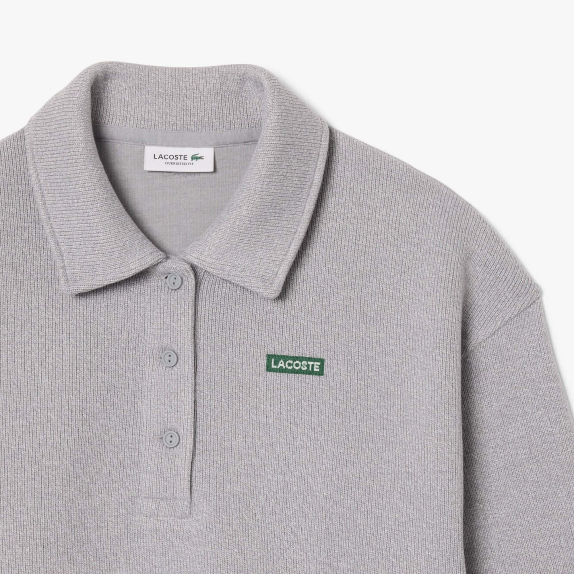 Oversized Ribbed Polo Collar Sweatshirt