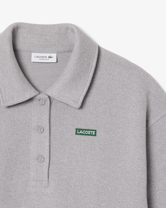 Oversized Ribbed Polo Collar Sweatshirt
